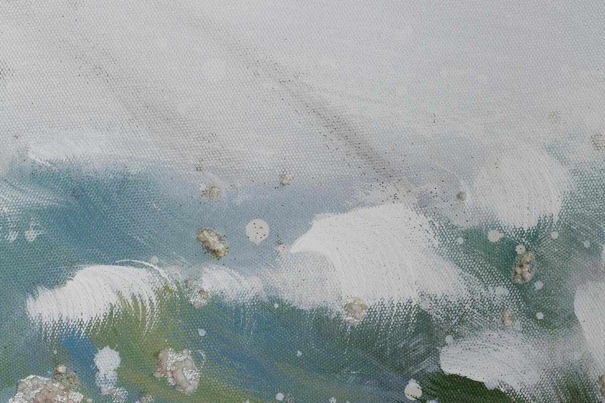 ACRYLBILD HANDGEMALT 150/50 cm - Blau/Weiß, Holz/Textil (150/50cm) - KUNSTLOFT