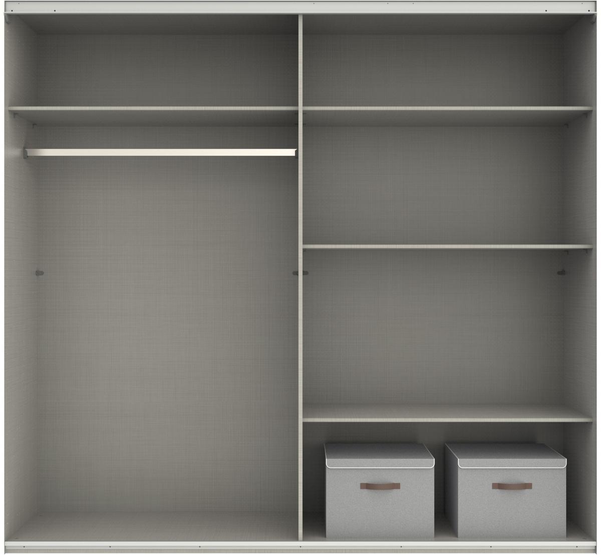 SCHWEBETÜRENSCHRANK 3-türig B225/H236/T64 cm extrahoch in Grafit, Kleiderschrank mit einer Spiegeltür / 22540 - Goldfarben/Graphitfarben, Holzwerkstoff/Metall (225/236/64cm) - luma-home