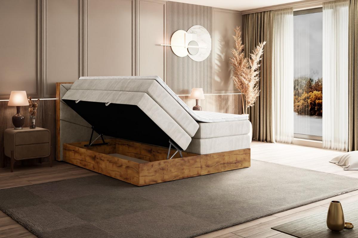 BOXSPRINGBETT mit Matratze H3|H4 und Lattenrost - LOLLI6 KING-200x200 - Beige Casablanca - Beige, Holzwerkstoff (200/200cm) - ALTDECOR