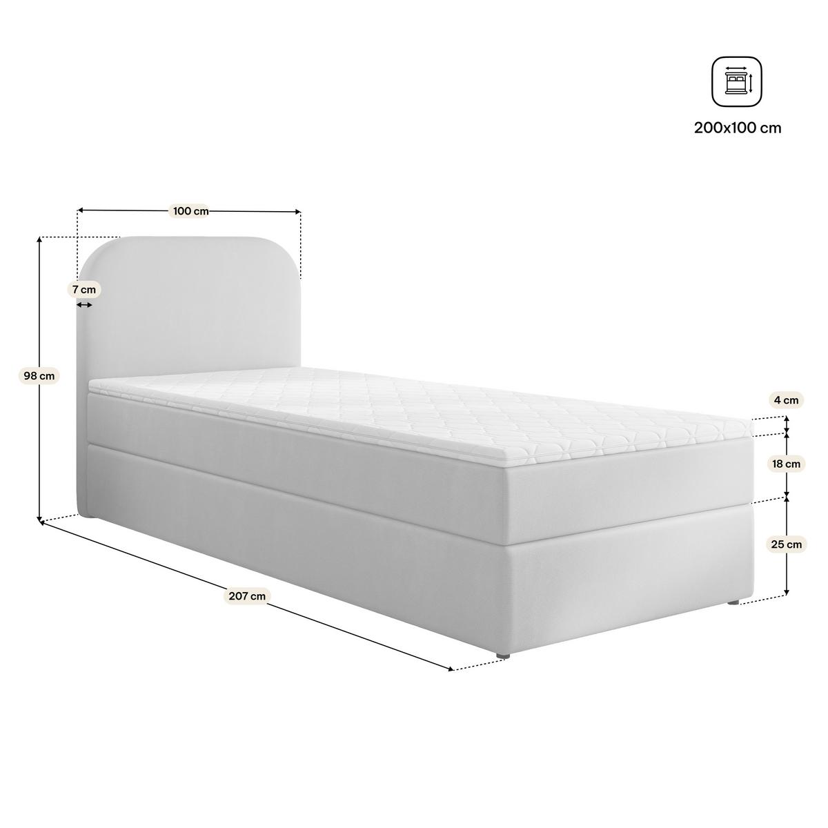 BOXBETT CERIA 100x200 cm mit Matratze und Topper - Beige - Beige, Holz/Textil (100/200cm) - MASSENO