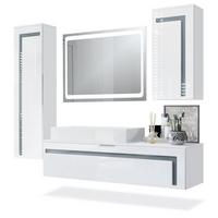 BADMÖBELSET Aloha Absetzungen in Grau Hochglanz - Grau, Holzwerkstoff (210/185/51cm) - Vladon