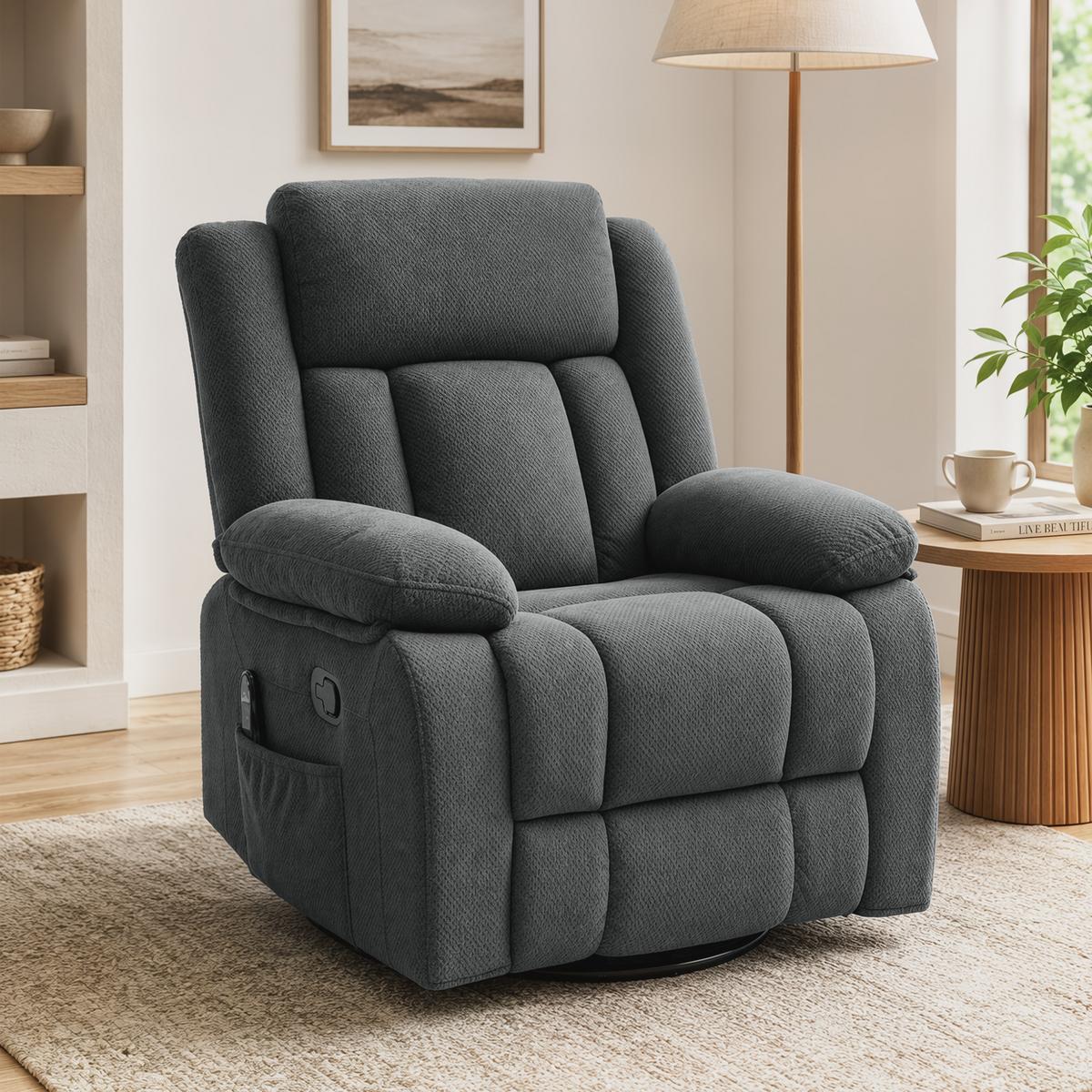 RELAXSESSEL Polyester Schaumstoff Grau - Schwarz/Grau, Textil/Metall (92/102/92cm) - HOMCOM