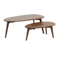 COUCHTISCH 2er Set Massivholz Nierenform Retro, Dunkelbraun 100x50x42 cm - Braun, Holz (50/100/42cm) - KADIMA DESIGN