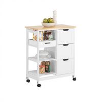 SERVIERWAGEN mit Rollen, Weiß, 68x85x38cm, bis 50kg - Weiß, Holzwerkstoff (68/85/38cm) - SoBuy
