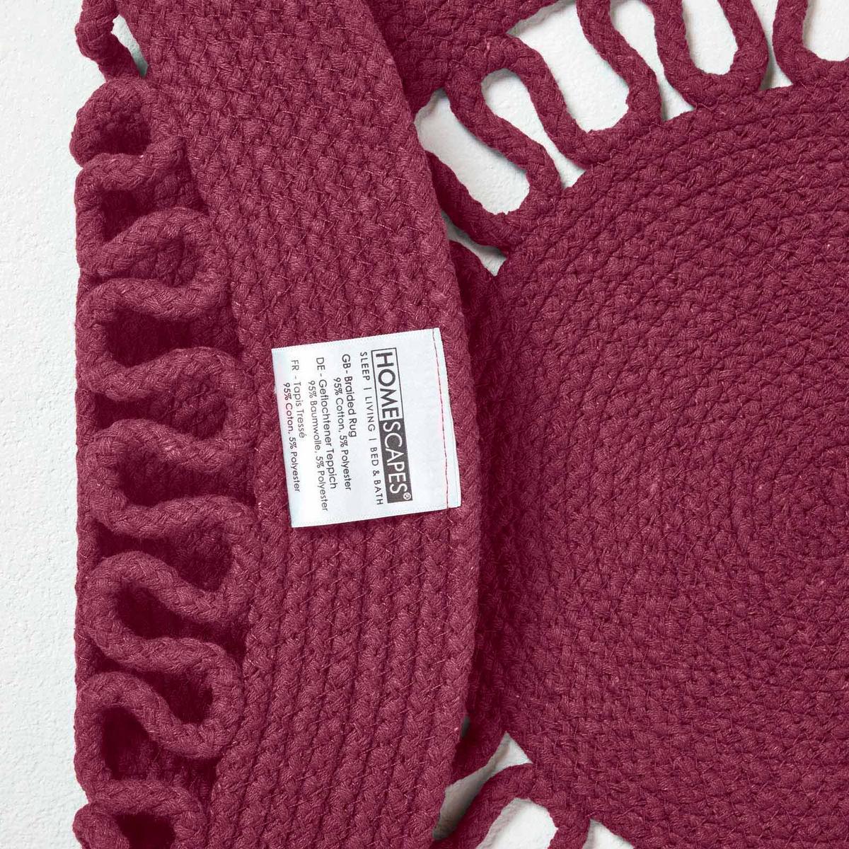TEPPICH geflochten rund mit Häkel-Muster 90 cm - Weinrot, Textil (90/90cm) - Homescapes