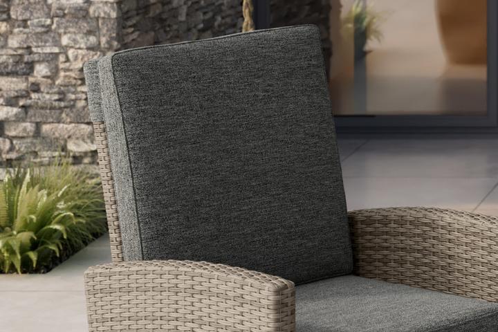 Gartenset Grau inkl. Kissen Rattangeflecht