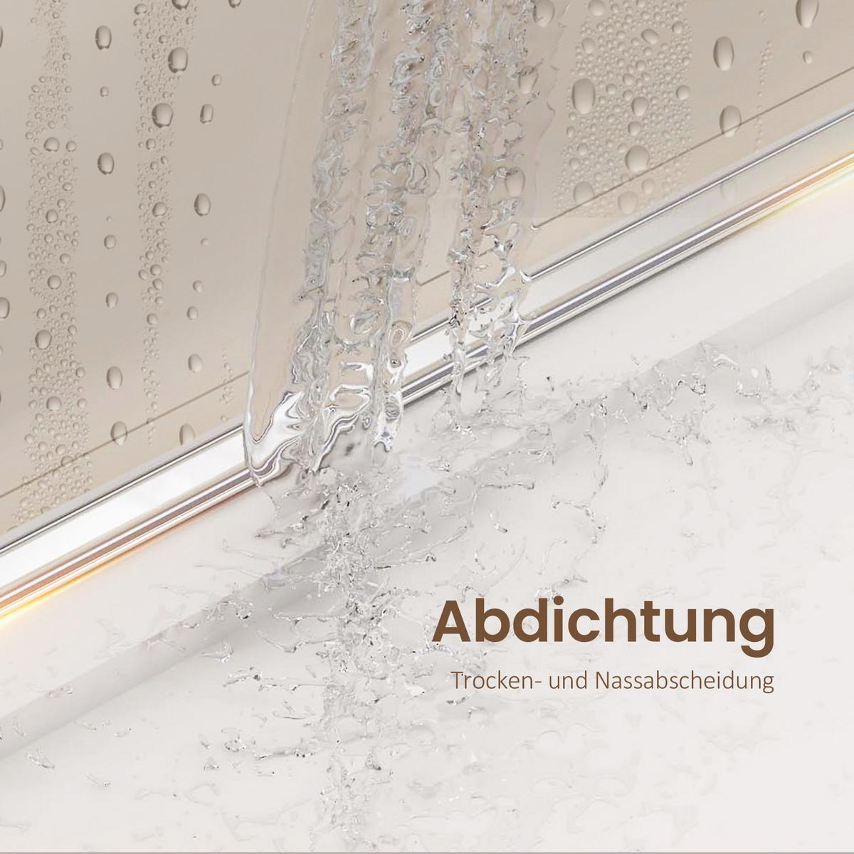 DUSCHKABINE für Nische Drehfalttür Profil Chrom Klarglas 80/185 cm - Chromfarben/Transparent, Glas (80/185cm) - EMKE