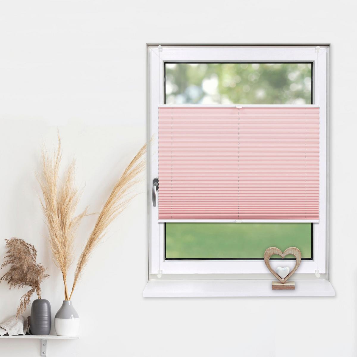 PLISSEE Basic 75 x 150cm Klemmfix ohne Bohren - Hellrosa, Textil (75/150cm) - Deco-Raum