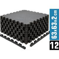 BODENSCHUTZMATTE 63x63x2 cm, Schwarz, 12er Set - Schwarz, Kunststoff (63/63/2cm) - eyepower