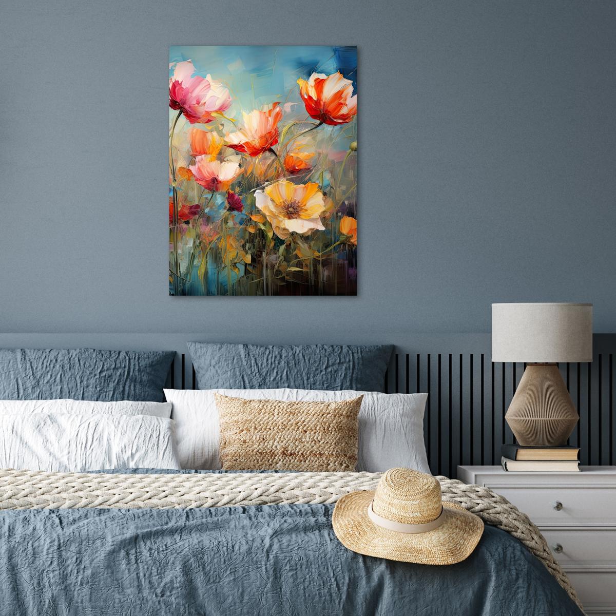 POSTER Blumen - Aquarell - Kunst - Botanisch - Natur Deko Wohnzimmer 60x80 cm - Orange, Papier (60/80/0.1cm) - MuchoWow