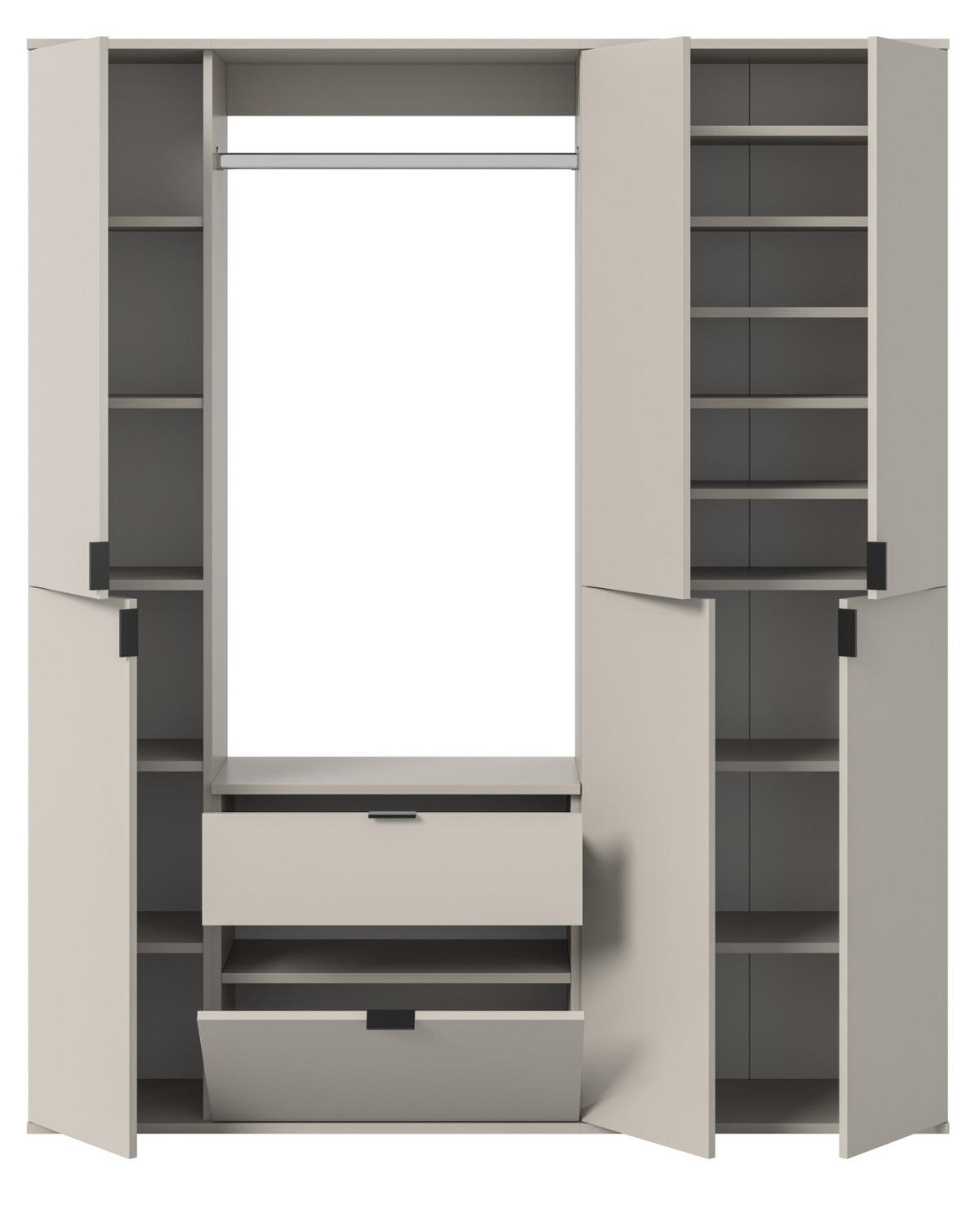 GARDEROBEN-SET Kaschmir 152 x 193 cm, Garderobenschrank mit viel Stauraum - Kaschmir/Schwarz, Holzwerkstoff/Metall (152/193/34cm) - Inn.Furn