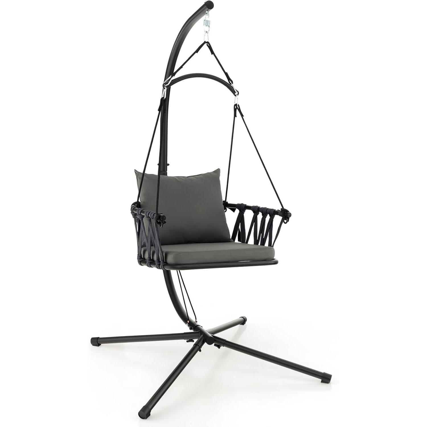 HÄNGESESSEL Grau - Grau, Metall (106/251/100cm) - COSTWAY
