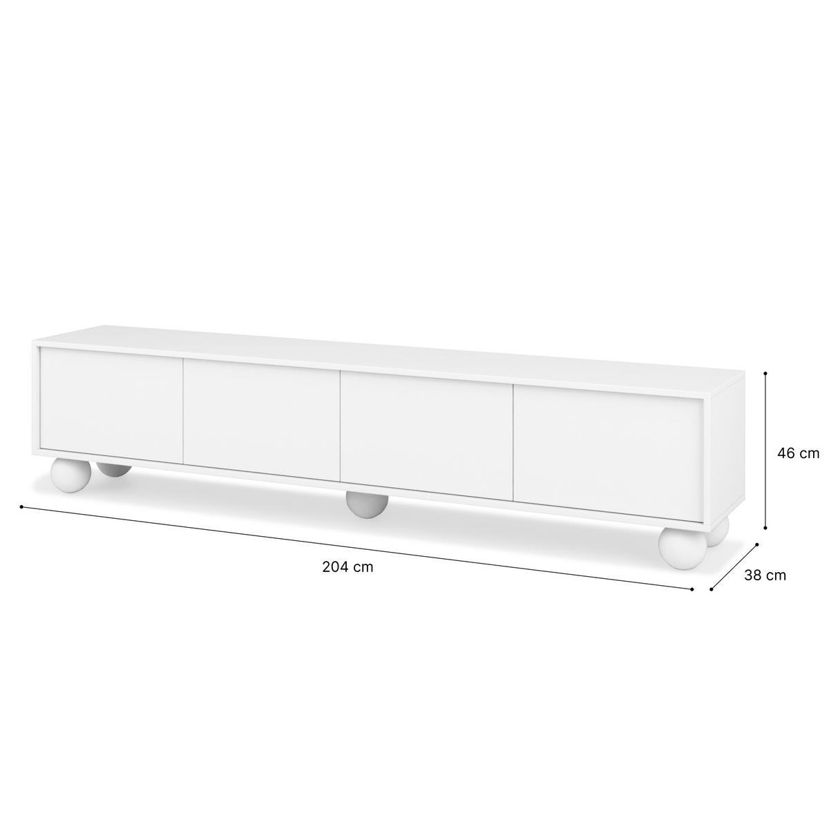 LOWBOARD Adel mit 4 Türen und runden Füßen, 204 cm, Griffloss, Kaschmir - Kaschmir, Holzwerkstoff (204/46/38cm) - Beautysofa
