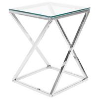 BEISTELLTISCH Glas Silber Beverly - Silberfarben, Glas (40/40/55cm) - Beliani