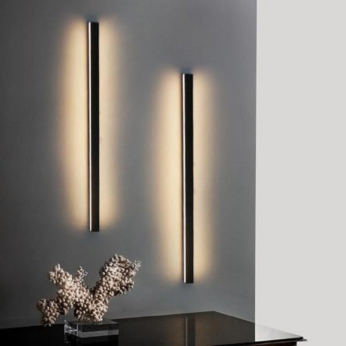 LED - WANDLEUCHTE Gischturion 3.8/60.0/2.5 cm - Schwarz, Metall (3.8/60/2.5cm) - ZMH