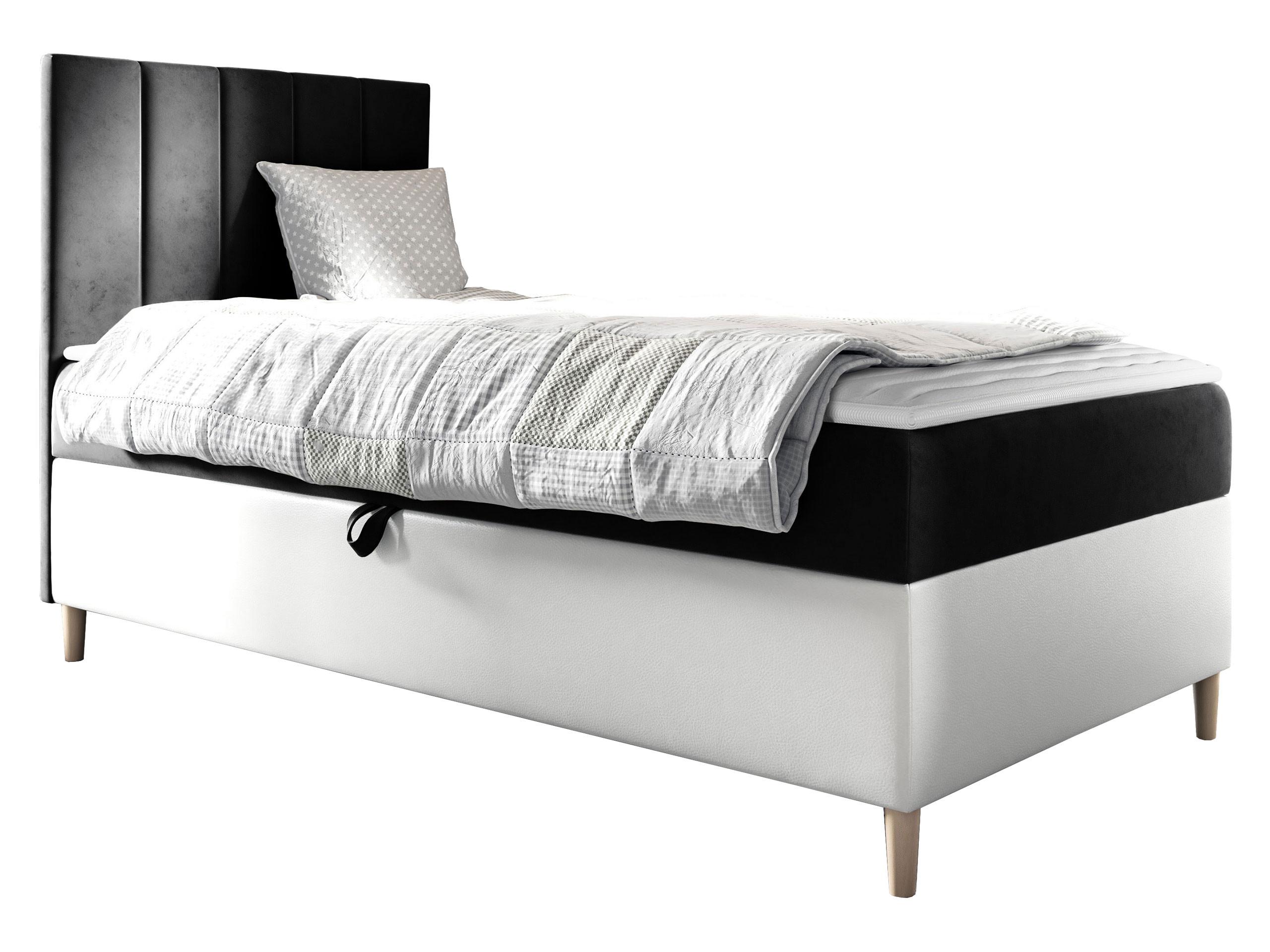 BOXBETT Maja Junior 1, Seite zum Öffnen des Bettkastens: Links - H3 - Schwarz/Weiß, Holz (90/200cm) - MIRJAN24
