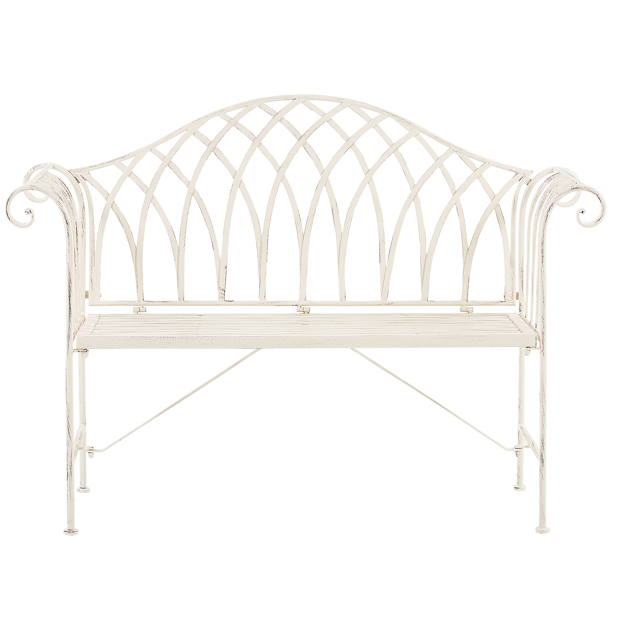 GARTENBANK Metall weiß 130 cm Milazzo - Weiß, Metall (130/94/45cm) - Beliani