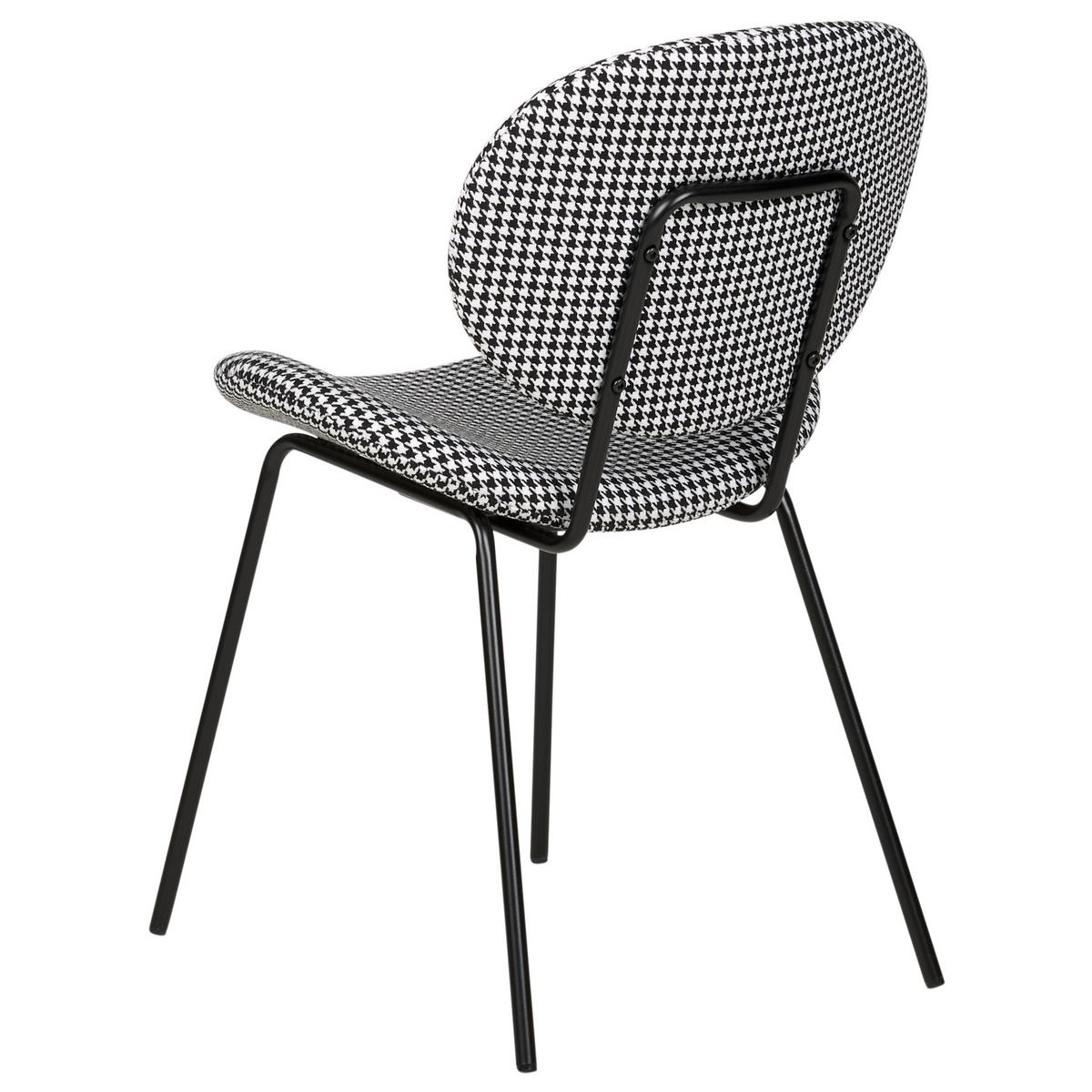 ESSZIMMERSTUHL 2er-Set Hahnentrittmuster schwarz/weiß Luana - Schwarz/Weiß, Textil (50/80/52cm) - Beliani