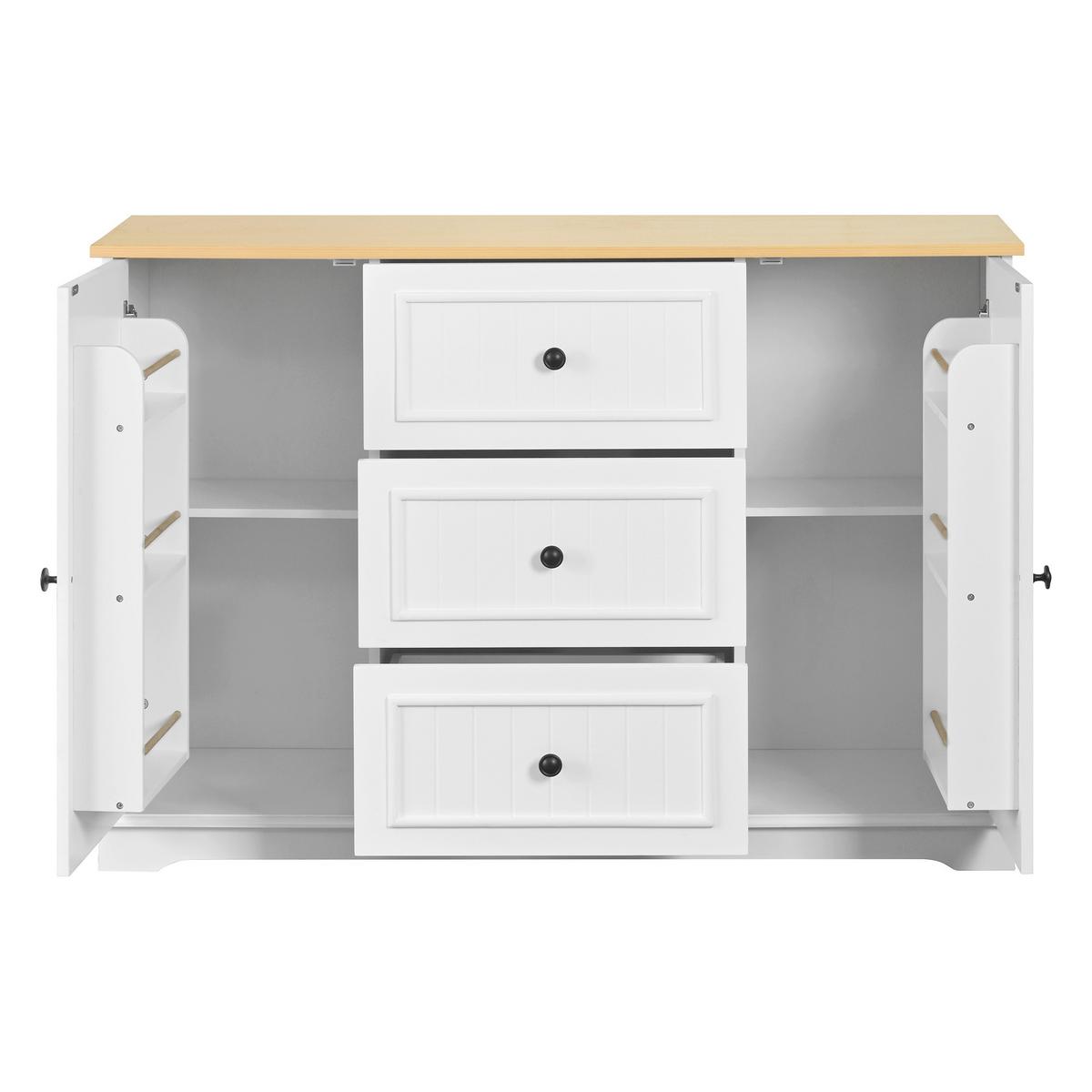 SIDEBOARD mit 3 schubladen & kühlschrank-türen - Weiß, Holzwerkstoff (126/86/40cm) - Urban Meuble