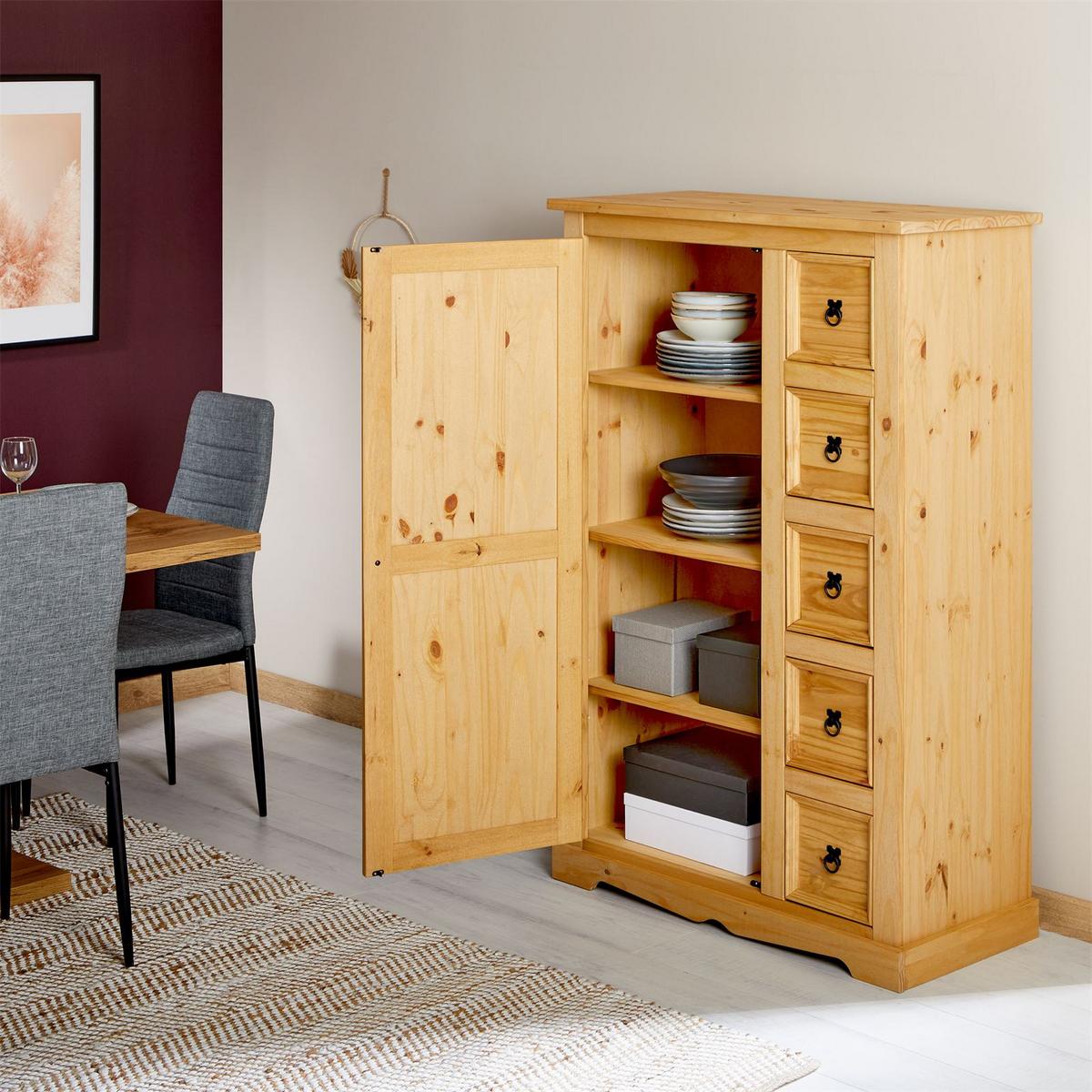 KOMMODE TEQUILA gebeizt/gewachst - Kieferfarben, Holz (95/150/45cm) - IDIMEX