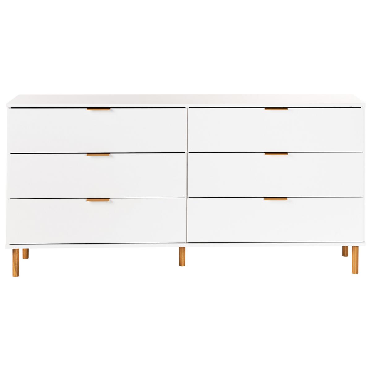 KOMMODE mit 6 Schubladen Weiß Walpole - Weiß, Holzwerkstoff (158/76/40cm) - Beliani