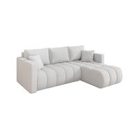 ECKSOFA mit Schlaffunktion Ottomane Rechts GARD-L 226x146x85 Weiß Bouclé - Schwarz/Weiß, Holzwerkstoff/Kunststoff (226/146cm) - ALTDECOR