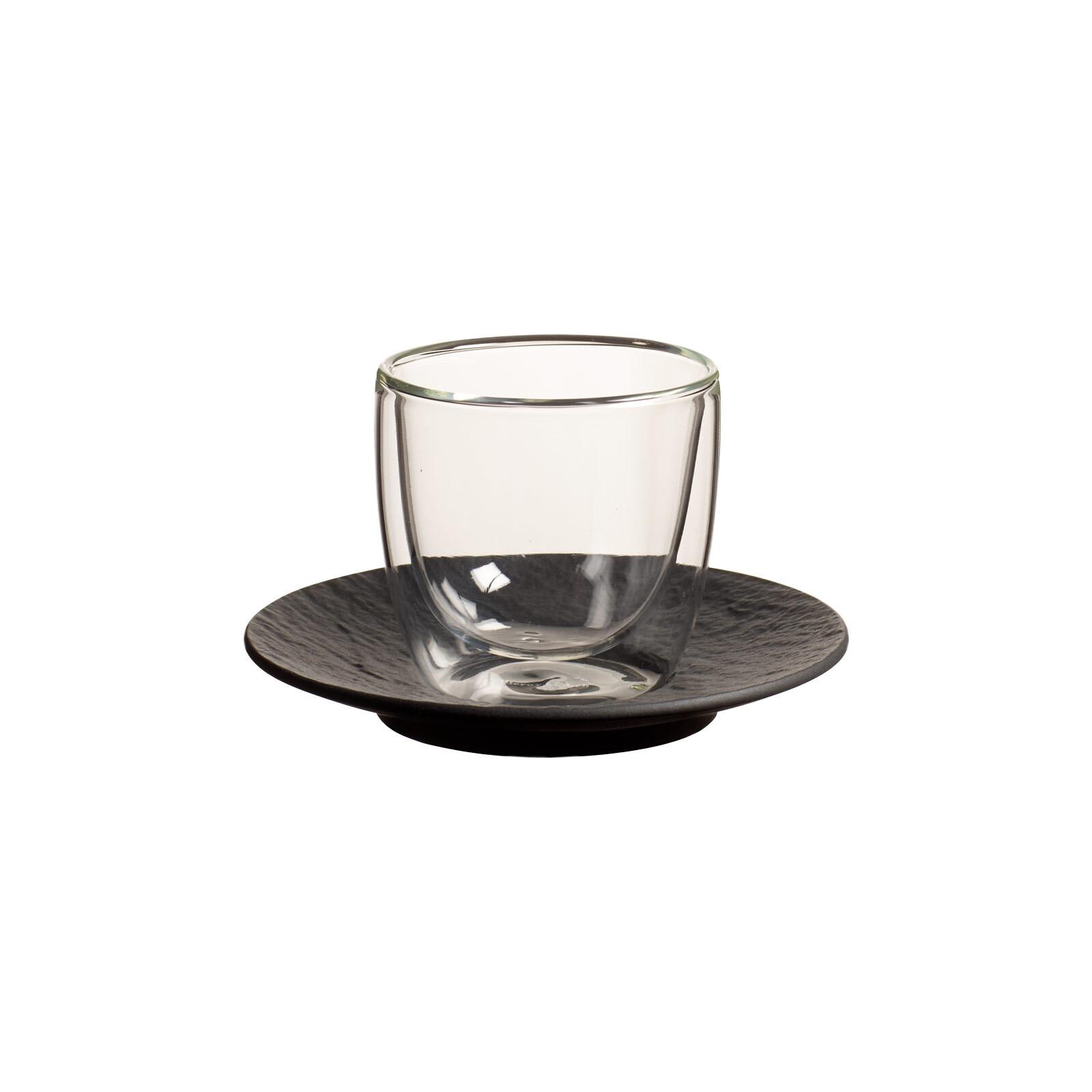 ESPRESSOGLAS MIT UNTERTASSE Manufacture Rock schwarz 70 ml - Schwarz, Glas/Keramik (0.07L) - Villeroy & Boch