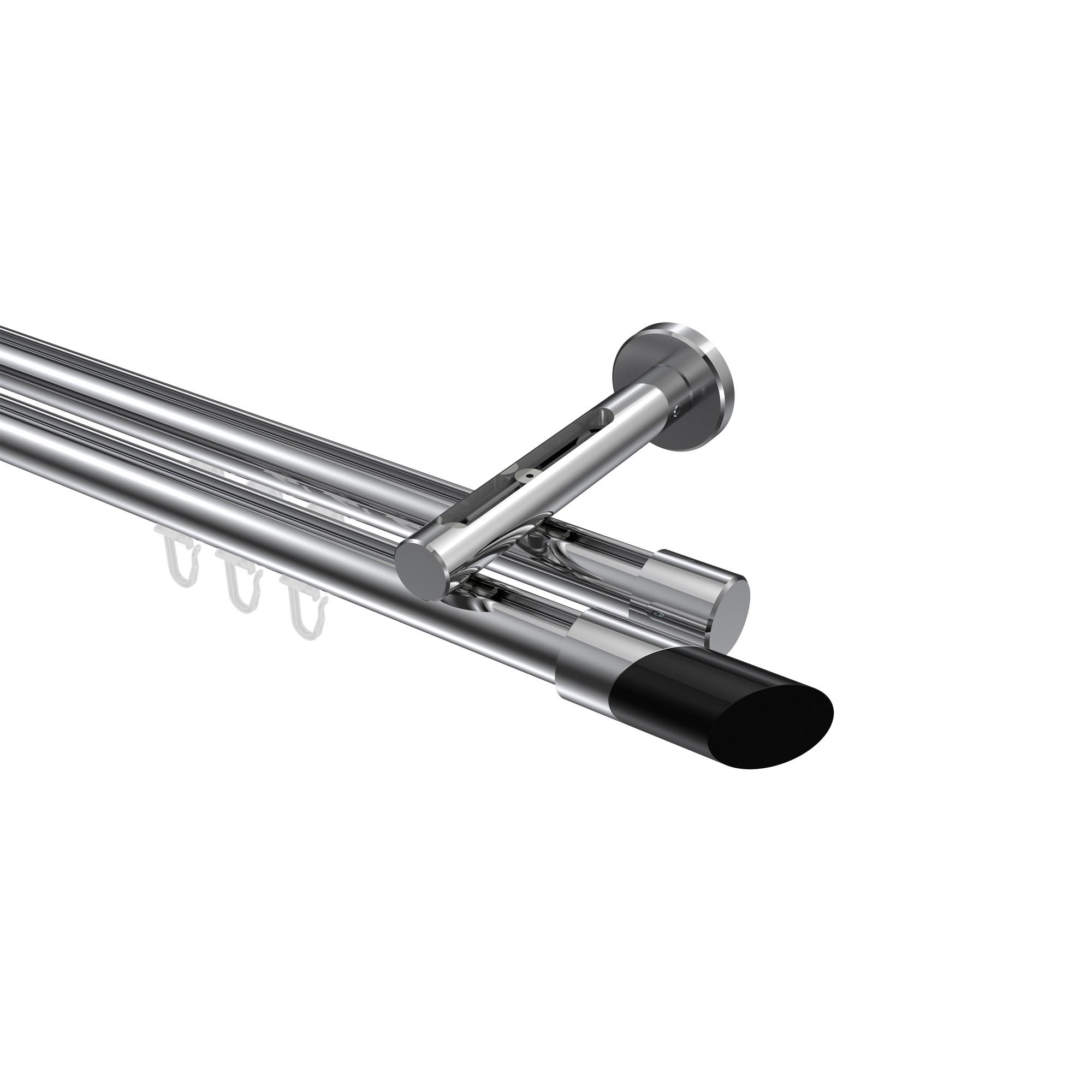 GARDINENSTANGE INNENLAUF Siteno Verano 100 cm, 2-läufig, 20 mm Ø Chrom - Chromfarben/Schwarz, Metall (100cm) - INTERDECO