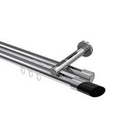 GARDINENSTANGE INNENLAUF Siteno Verano 100 cm, 2-läufig, 20 mm Ø Chrom - Chromfarben/Schwarz, Metall (100cm) - INTERDECO