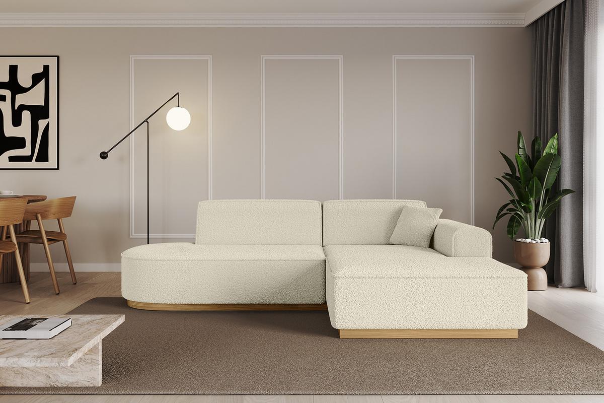 ECKSOFA Ottomane Rechts IREA-L1-v2 - 232x165x80 cm Beige - Hellbraun/Creme, Holzwerkstoff/Textil (232/165cm) - ALTDECOR