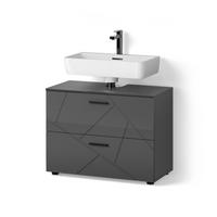 WASCHBECKENUNTERSCHRANK Ronco Anthrazit Hochglanz 80 x 58.6 cm - Schwarz Hochglanz, Holzwerkstoff (80/58.6/41cm) - Livinity®