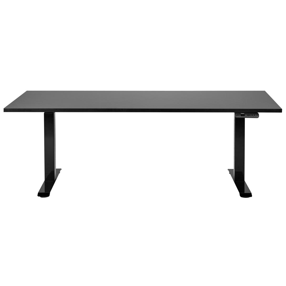 SCHREIBTISCH schwarz 180/80 cm elektrisch höhenverstellbar Destin III - Schwarz, Holz (80/180/63cm) - Beliani