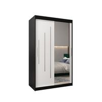 SCHWEBETÜRENSCHRANK 200/120/62 2-türig - Silberfarben/Schwarz, Holz/Kunststoff (120/200/62cm) - Abiks Möbel