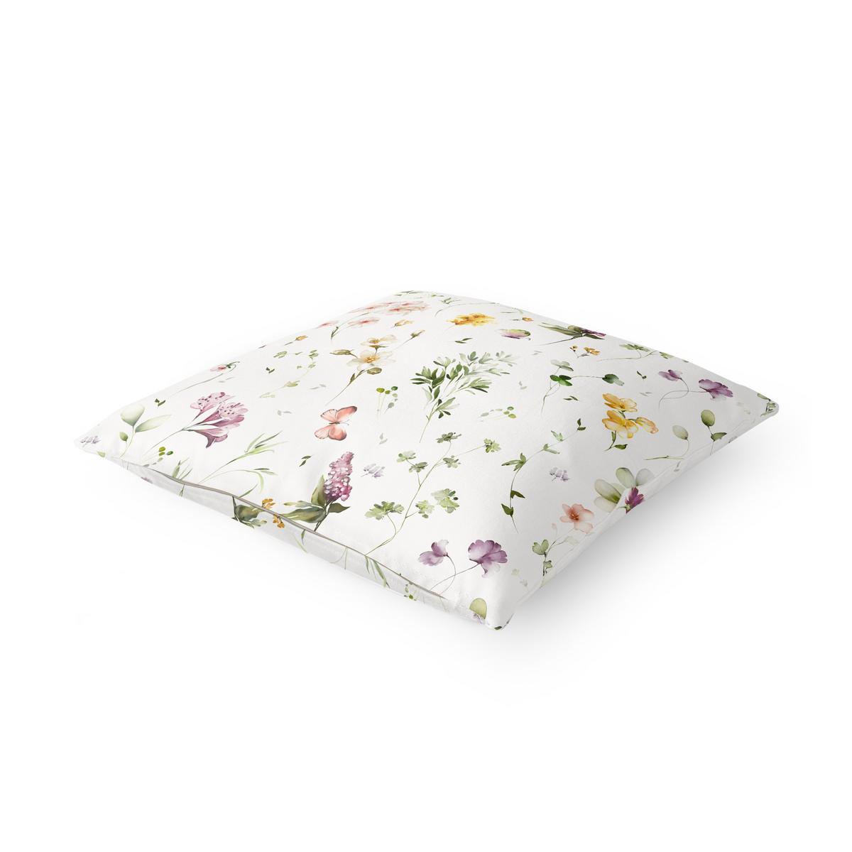 DEKOKISSEN Wildblumen Aquarell Muster 40/40 cm - Violett, Textil (40/40/10cm) - Bilderwelten