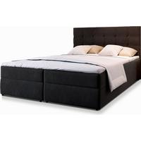 BOXBETT GLOS 180x200 cm mit Matratze und Topper, H2+H3 - Schwarz - Schwarz, Holz (180/200cm) - MASSENO