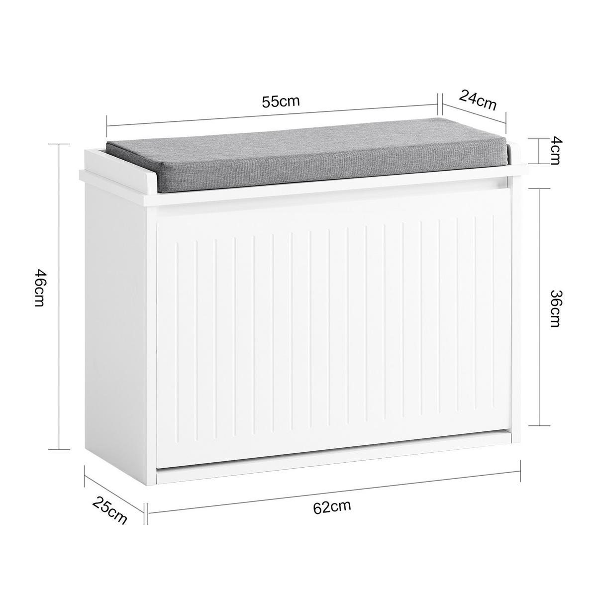 SCHUHSCHRANK Schmal, Schuhbank Weiß, 62x46x26 cm - Weiß, Holzwerkstoff (62/46/26cm) - SoBuy