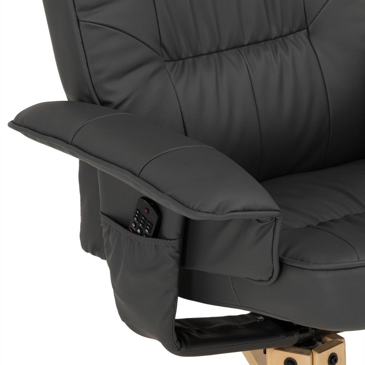 RELAXSESSEL KUNSTLEDER, SET MIT HOCKER CHARLY grau - Grau, Textil (76/87/61cm) - IDIMEX