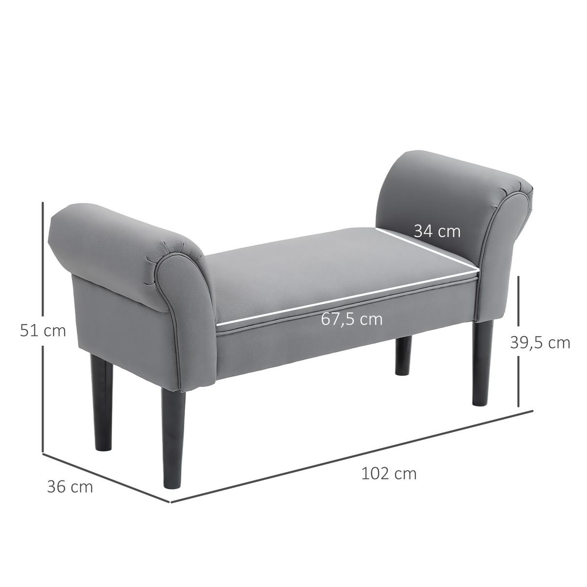 SITZBANK für Schlafzimmer Flurbank Polsterbank MDF Schaumstoff Grauweiß - Dunkelgrau, Kunststoff (36/51/102cm) - HOMCOM