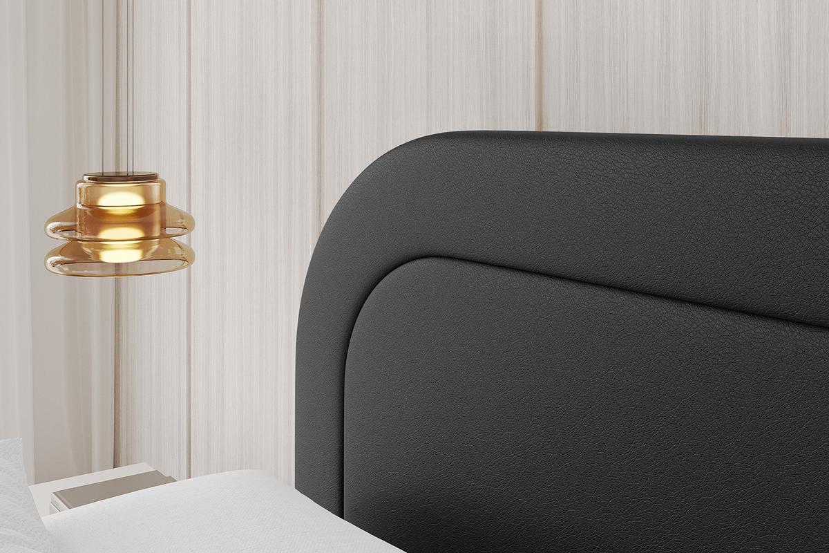 POLSTERBETT mit Bettkasten und Lattenrost, Boxbett ohne Matratze - LERAY 120x200 Schwarz Kunstleder - Schwarz Hochglanz, Holzwerkstoff/Textil (120/200cm) - ALTDECOR