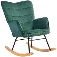 SCHAUKELSTUHL, Schaukelsessel mit Samtoptik, Armlehne für Wohnzimmer, Dunkelgrün - Dunkelgrün/Buchefarben, Buchenholz/Textil (98/101/71cm) - HOMCOM