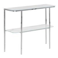 KONSOLENTISCH Marmor Optik weiß/silber Calvert - Silberfarben/Weiß, Glas (35/100/84cm) - Beliani