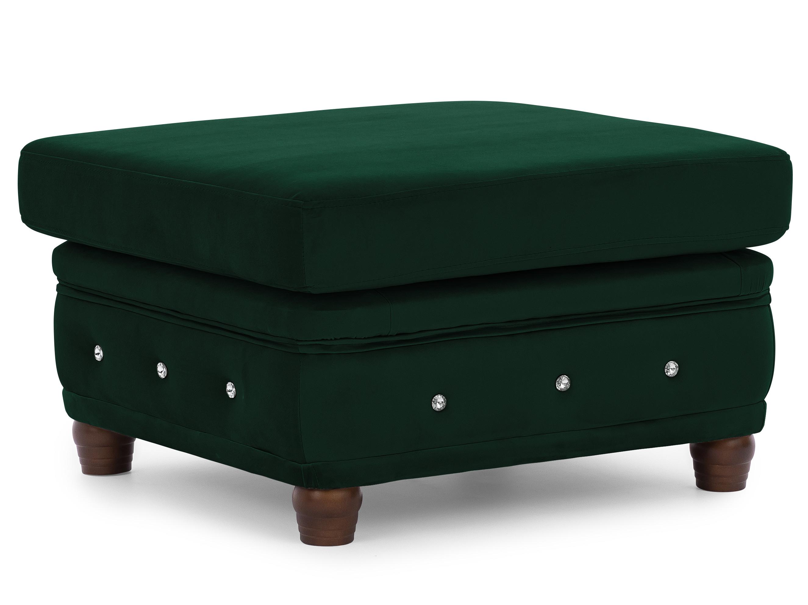 HOCKER Chesterfield Cleo Blink Flasche Grün Samt mit Kristallsteppung und braunen Massivholzfüßen - Braun/Grün, Holz/Textil (75/45/70cm) - S-Style Möbel