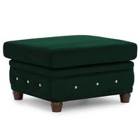 HOCKER Chesterfield Cleo Blink Flasche Grün Samt mit Kristallsteppung und braunen Massivholzfüßen - Braun/Grün, Holz/Textil (75/45/70cm) - S-Style Möbel
