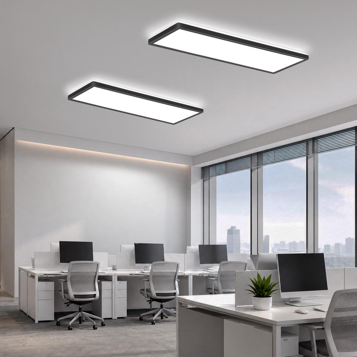 LED DECKENLEUCHTE Vexith 58/20/3.1 cm - Schwarz, Kunststoff (58/20/3.1cm) - ZMH