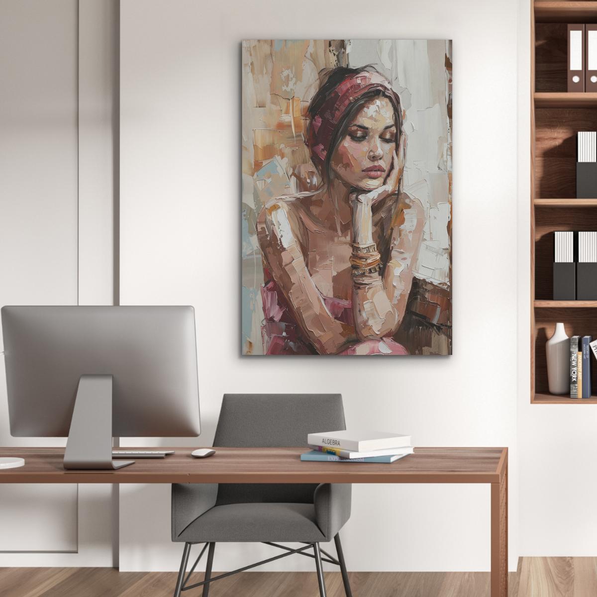 AKUSTIKBILD Frau - Lackierung - Porträt - Modern Wanddeko 70x100 cm - Altrosa, Kunststoff (70/100/0.9cm) - MuchoWow