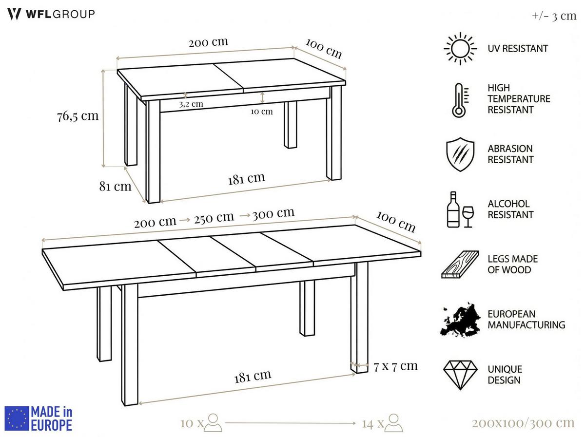 ESSTISCH Lindberg Weiß ausziehbar verlängerbar rechteckig, Eiche Braun Rustikal 200-300/100/77 cm - Alteiche/Weiß, Holz/Holzwerkstoff (100/300/76.5cm) - WFL GROUP