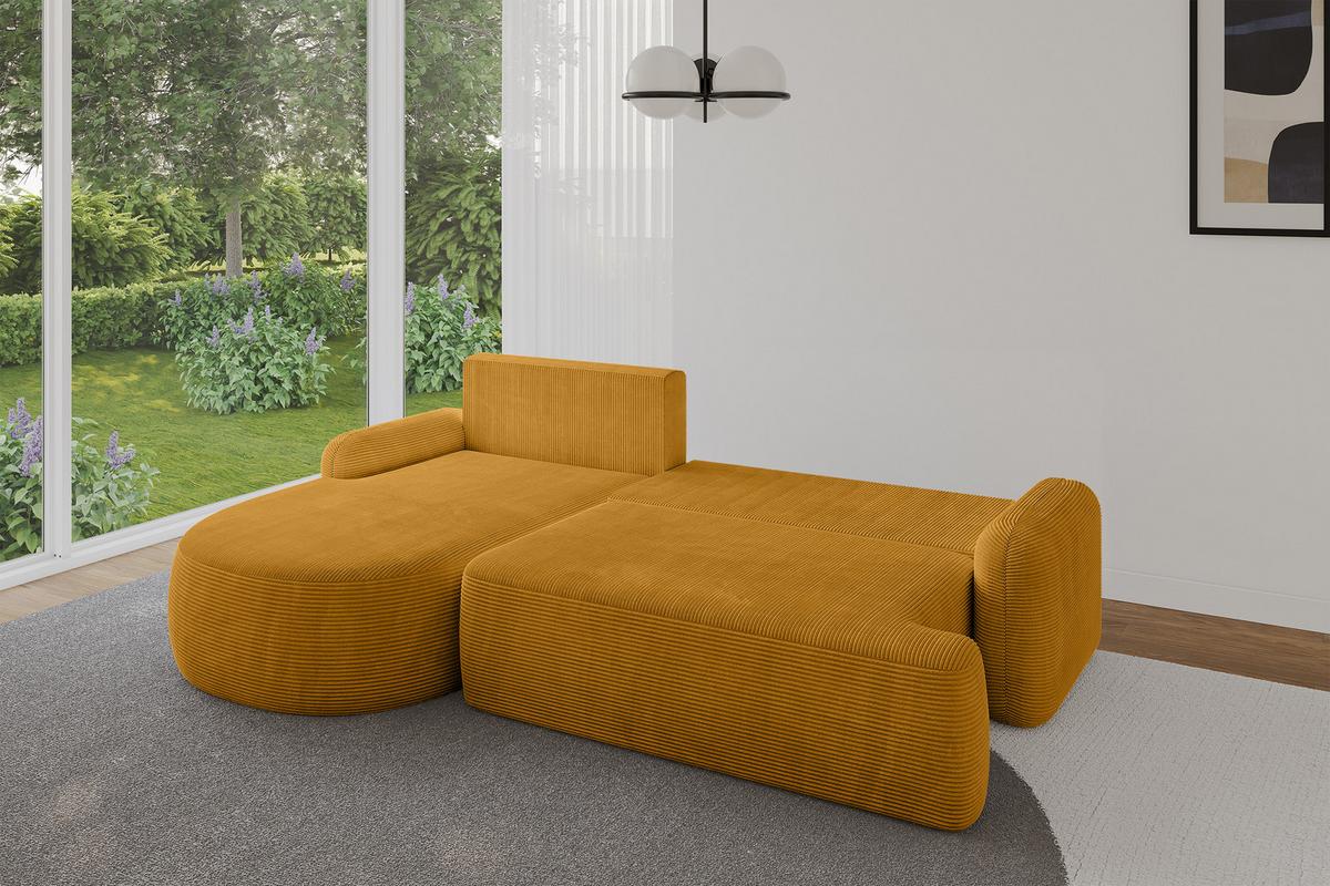 ECKSOFA mit Schlaffunktion und Bettkasten LIRA-L - 264x172x89 Senfgelb - Sandfarben, Holzwerkstoff/Textil (264/172cm) - ALTDECOR