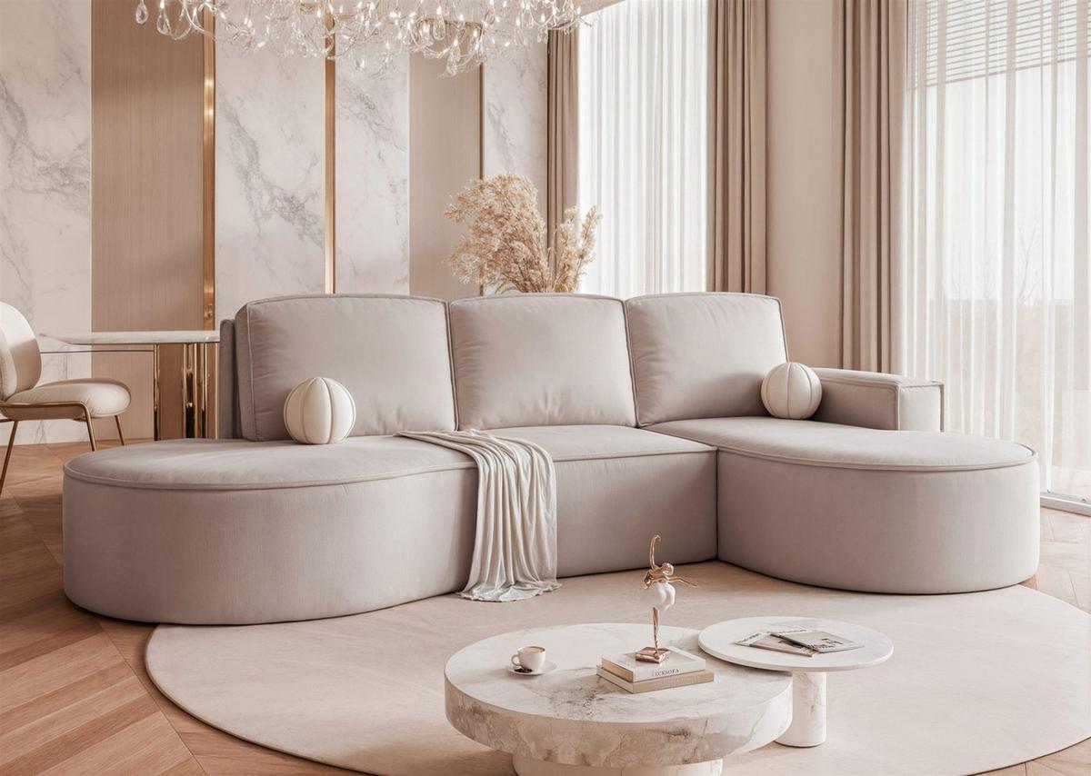 ECKSOFA Arlet Mit Schlaffunktion - Beige, Holzwerkstoff/Textil (156/277cm) - Fun Möbel