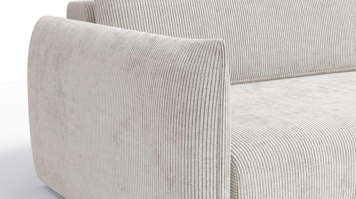ECKSOFA TAUER 3-Sitzer links, perlweiß - Schwarz/Weiß, Holz/Textil (248/173cm) - Wozimo