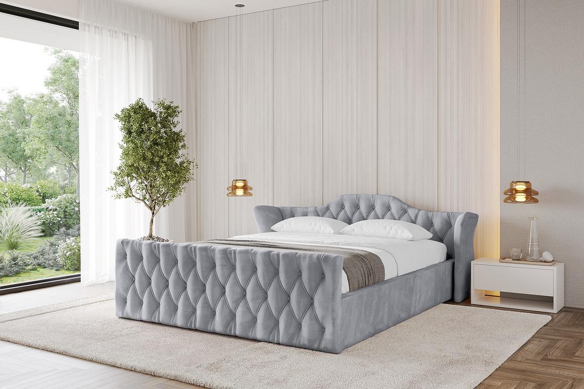 POLSTERBETT mit Bettkasten, Fußteil und Lattenrost, Boxbett ohne Matratze - ZORAN-Z-V1 120x200 Hellgrau - Hellgrau, Holzwerkstoff/Textil (120/200cm) - ALTDECOR